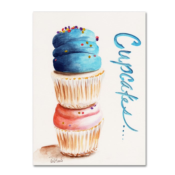 Jennifer Redstreake Stacked Cupcakes with Words 14 x 19 Canvas Art Image 1