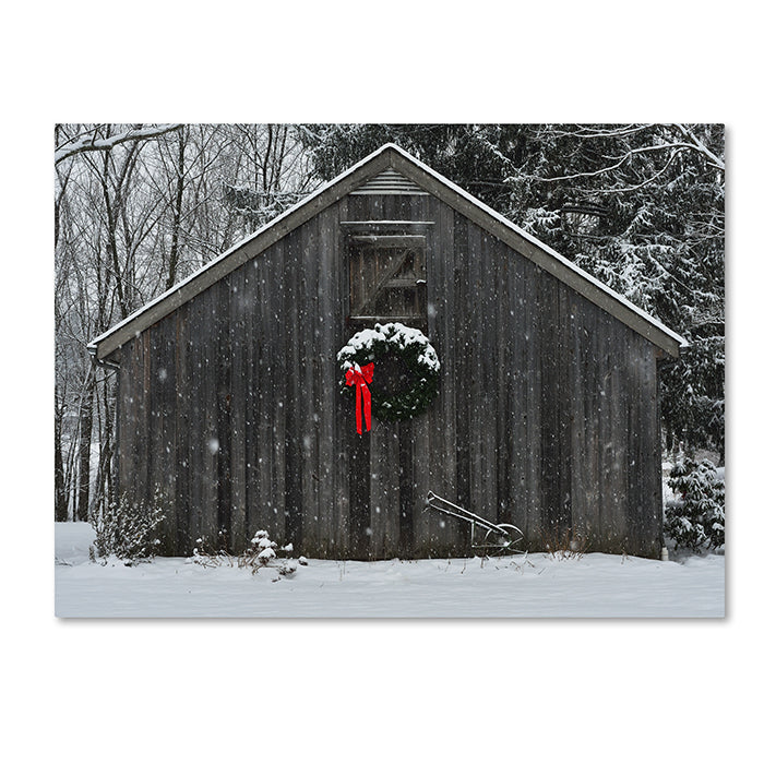 Kurt Shaffer Christmas Barn in the Snow 14 x 19 Canvas Art Image 1