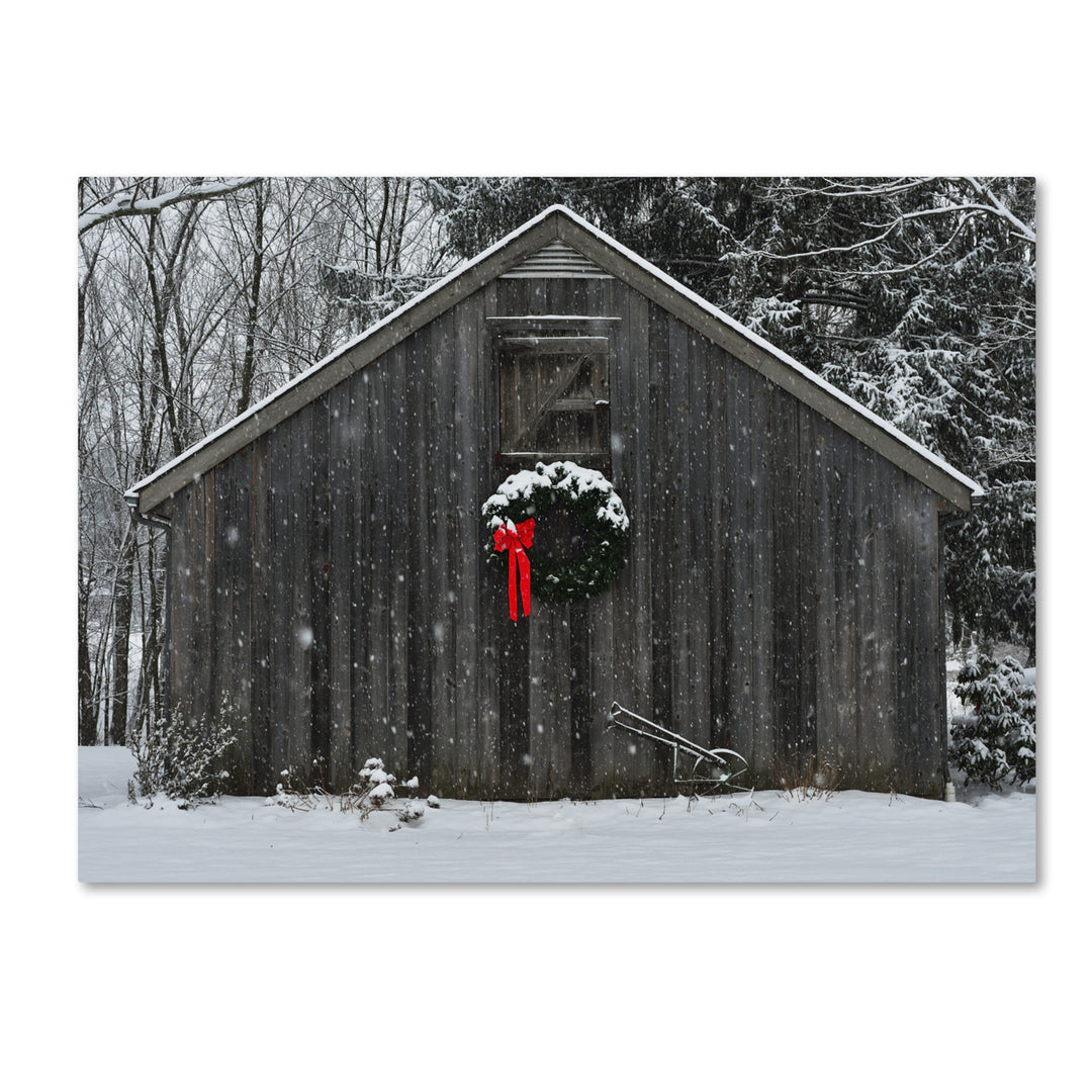 Kurt Shaffer Christmas Barn in the Snow 14 x 19 Canvas Art Image 2