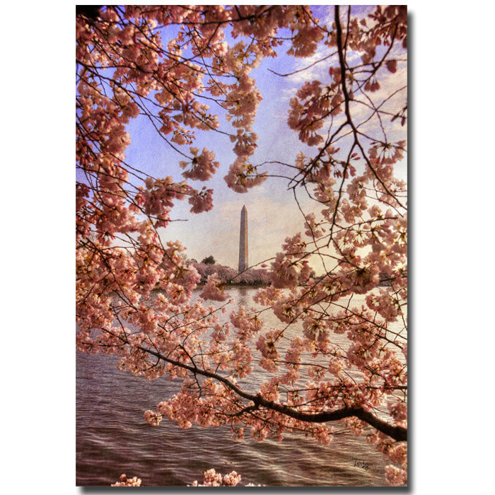 Lois Bryan Cherry Blossoms at the Washington Monument 14 x 19 Canvas Art Image 1