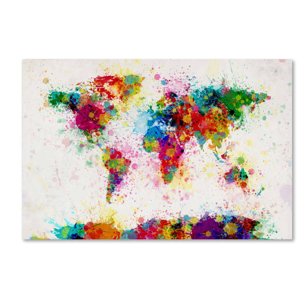 Michael Tompsett Paint Splashes World Map 14 x 19 Canvas Art Image 2