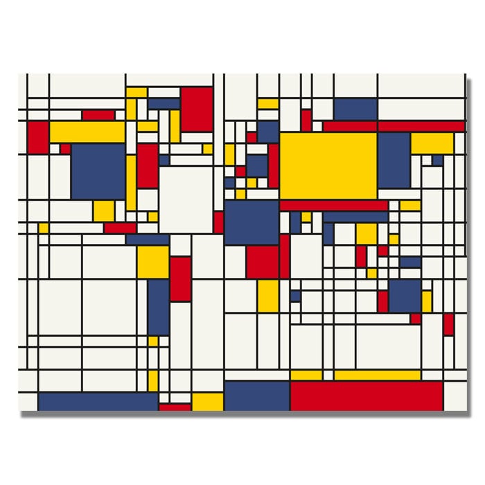 Michael Tompsett Mondrian World Map 14 x 19 Canvas Art Image 1