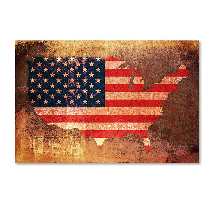 Michael Tompsett US Flag Map 14 x 19 Canvas Art Image 1