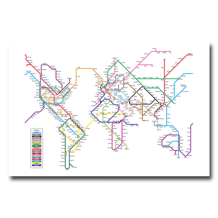 Michael Tompsett World Map - Subway 14 x 19 Canvas Art Image 1