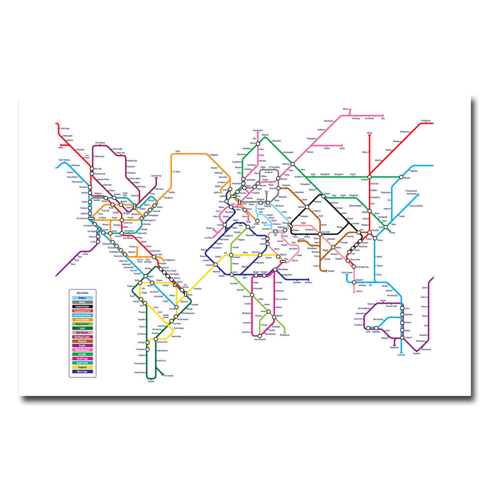 Michael Tompsett World Map - Subway 14 x 19 Canvas Art Image 2