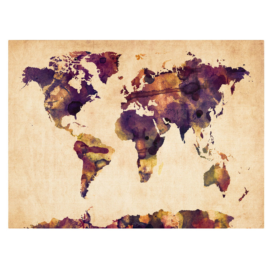 Michael Tompsett Watercolor Map 2 14 x 19 Canvas Art Image 1