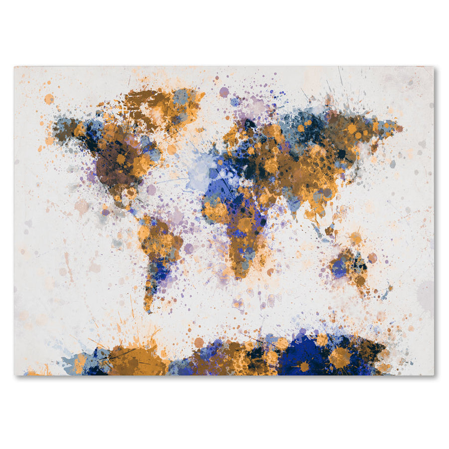 Michael Tompsett Paint Splashes World Map 2 14 x 19 Canvas Art Image 1