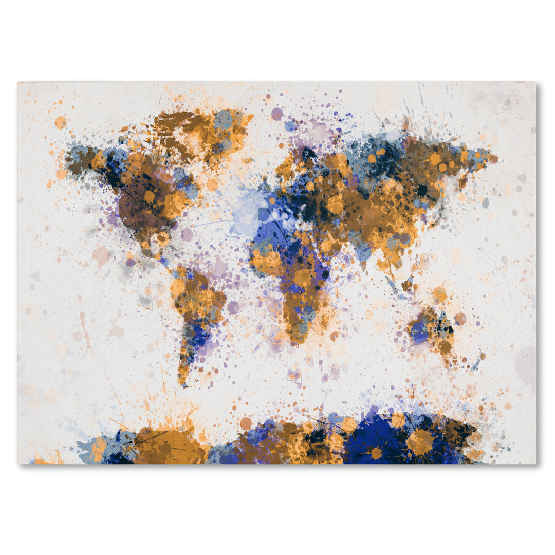 Michael Tompsett Paint Splashes World Map 2 14 x 19 Canvas Art Image 2