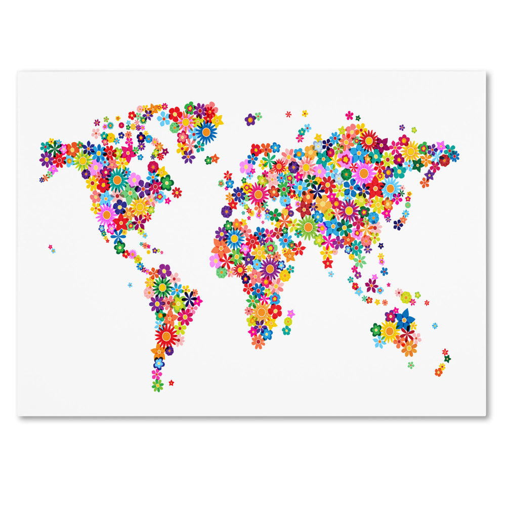 Michael Tompsett Flowers World Map 2 14 x 19 Canvas Art Image 2