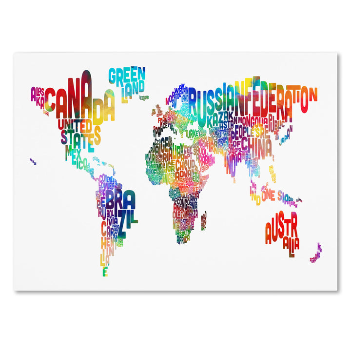 Michael Tompsett World Text Map 14 x 19 Canvas Art Image 2