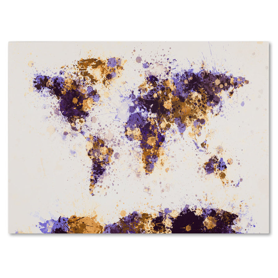 Michael Tompsett Paint Splashes World Map 4 14 x 19 Canvas Art Image 1