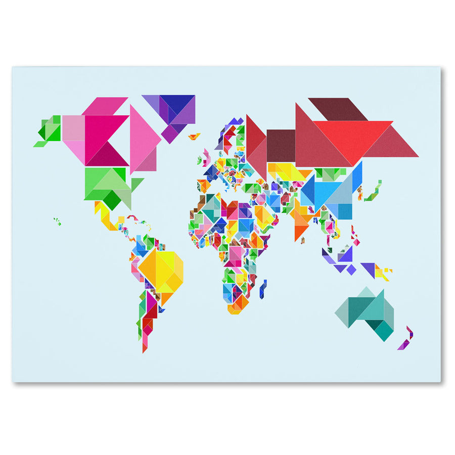 Michael Tompsett Tangram Worldmap 14 x 19 Canvas Art Image 1