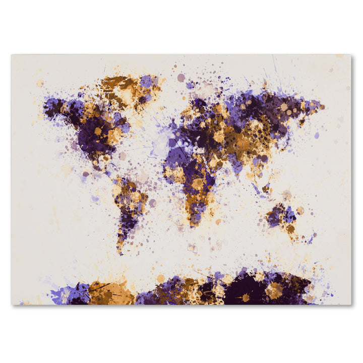 Michael Tompsett Paint Splashes World Map 4 14 x 19 Canvas Art Image 2