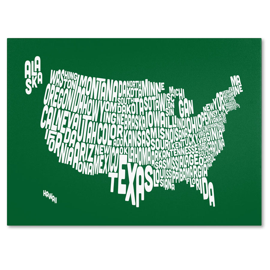 Michael Tompsett FOREST-USA States Text Map 14 x 19 Canvas Art Image 1