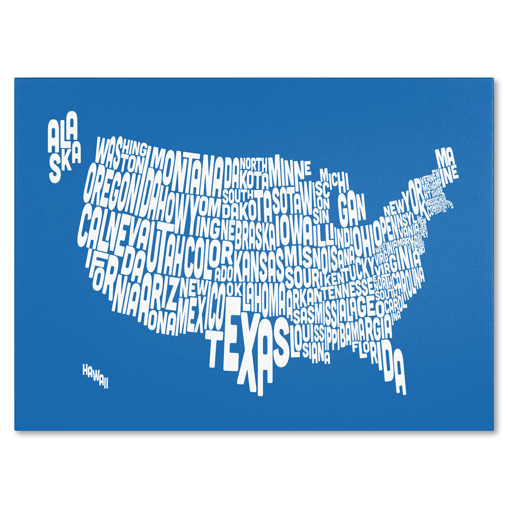 Michael Tompsett SUMMER-USA States Text Map 14 x 19 Canvas Art Image 1
