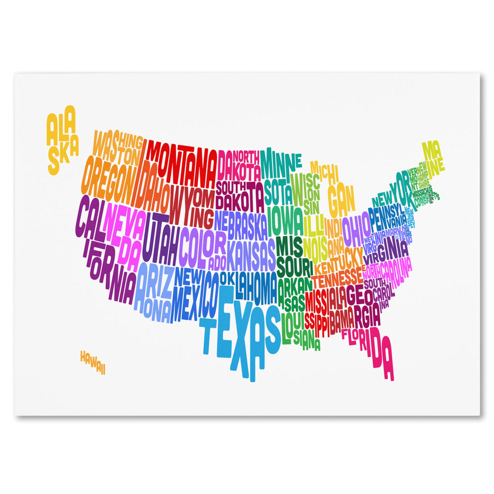 Michael Tompsett USA States Txt Map 3 14 x 19 Canvas Art Image 2