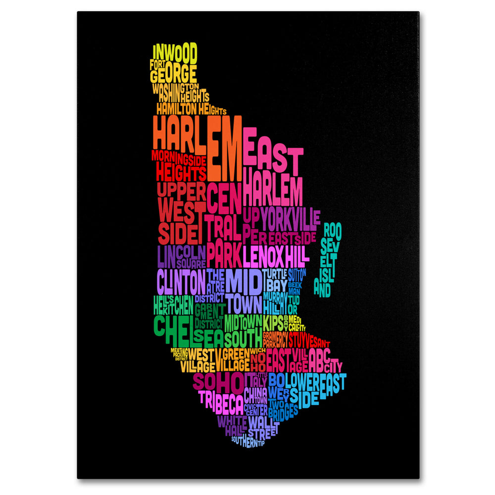 Michael Tompsett Manhattan Text Map 2 14 x 19 Canvas Art Image 2