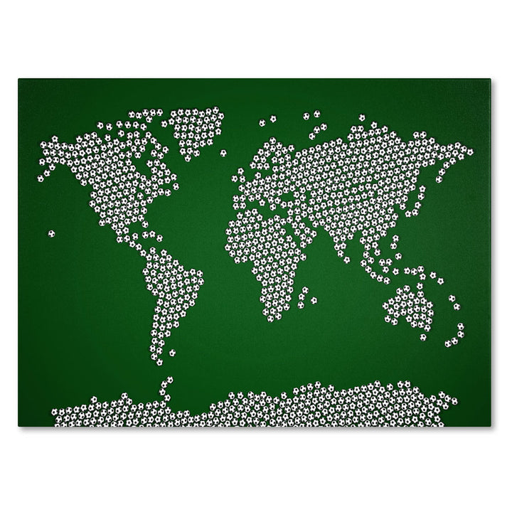 Michael Tompsett Soccer Balls World Map 14 x 19 Canvas Art Image 1