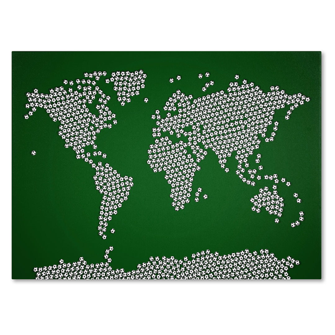 Michael Tompsett Soccer Balls World Map 14 x 19 Canvas Art Image 2