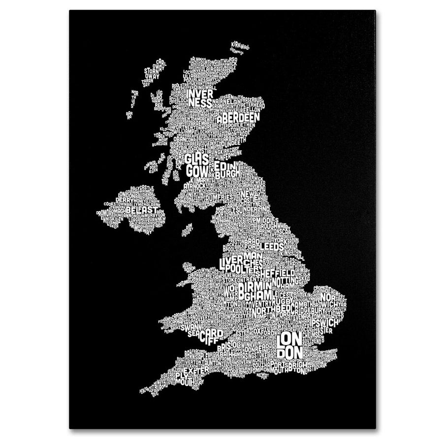 Michael Tompsett UK Cities Text Map 6 14 x 19 Canvas Art Image 1