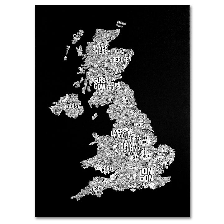 Michael Tompsett UK Cities Text Map 6 14 x 19 Canvas Art Image 2