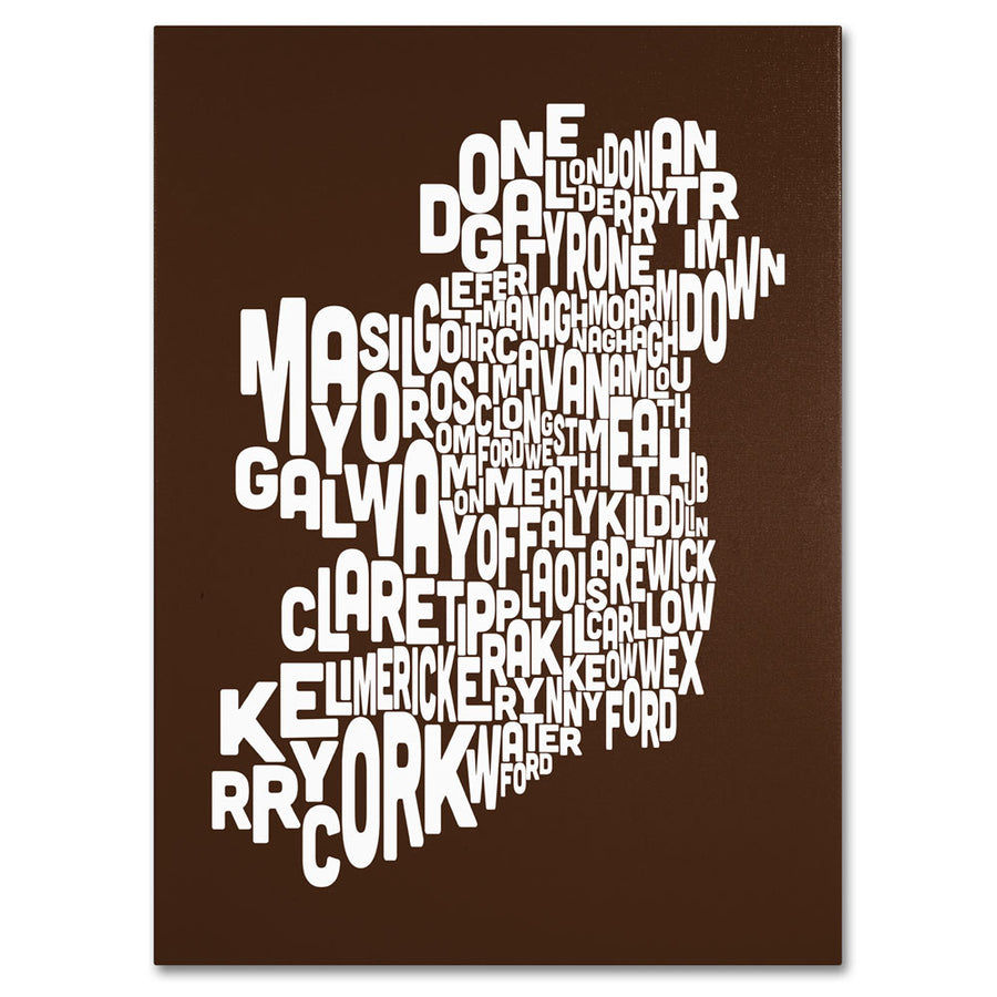 Michael Tompsett CHOCOLATE-Ireland Text Map 14 x 19 Canvas Art Image 1