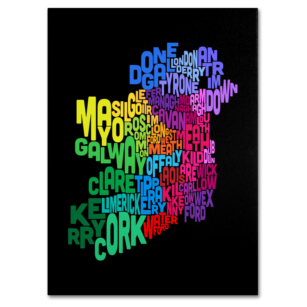 Michael Tompsett Ireland Text Map 4 14 x 19 Canvas Art Image 1