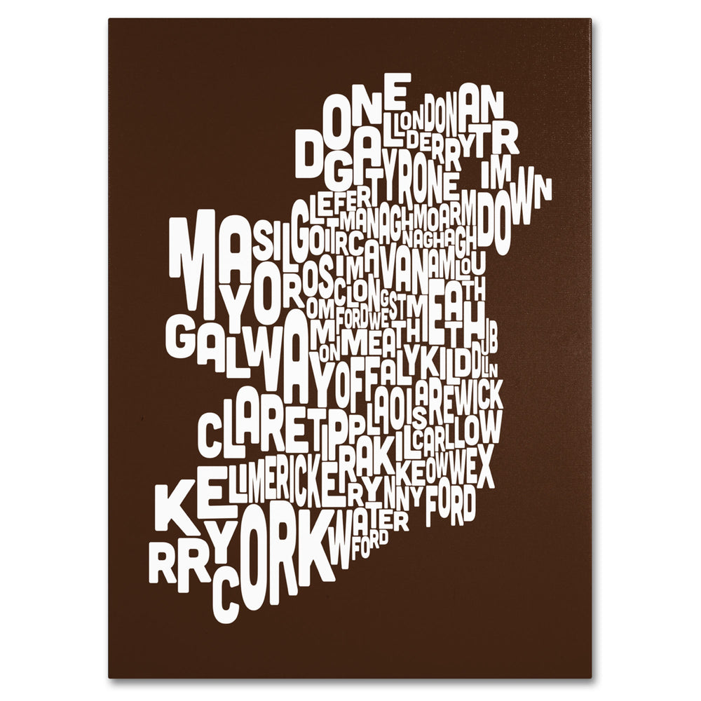 Michael Tompsett CHOCOLATE-Ireland Text Map 14 x 19 Canvas Art Image 2