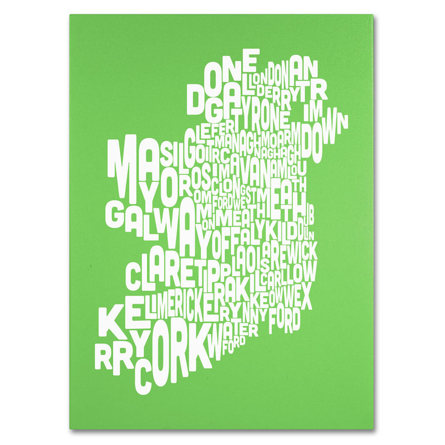 Michael Tompsett LIME-Ireland Text Map 14 x 19 Canvas Art Image 1