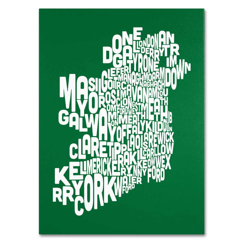 Michael Tompsett FOREST-Ireland Text Map 14 x 19 Canvas Art Image 1