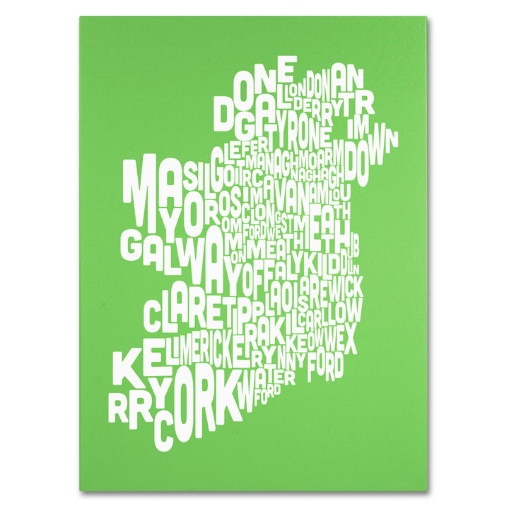 Michael Tompsett LIME-Ireland Text Map 14 x 19 Canvas Art Image 2