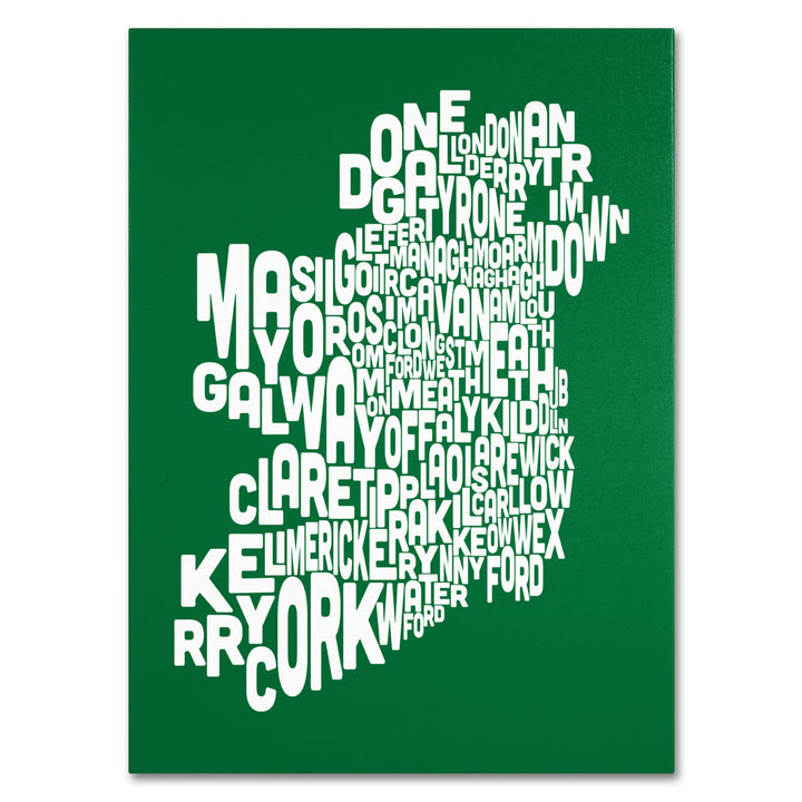 Michael Tompsett FOREST-Ireland Text Map 14 x 19 Canvas Art Image 2