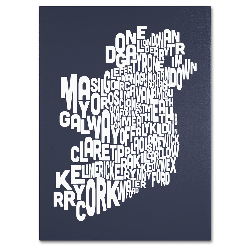 Michael Tompsett SLATE-Ireland Text Map 14 x 19 Canvas Art Image 1