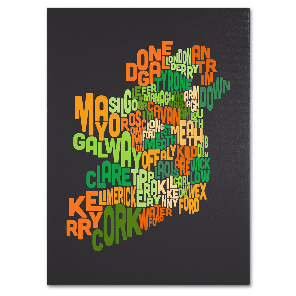 Michael Tompsett Ireland Text Map 6 14 x 19 Canvas Art Image 1