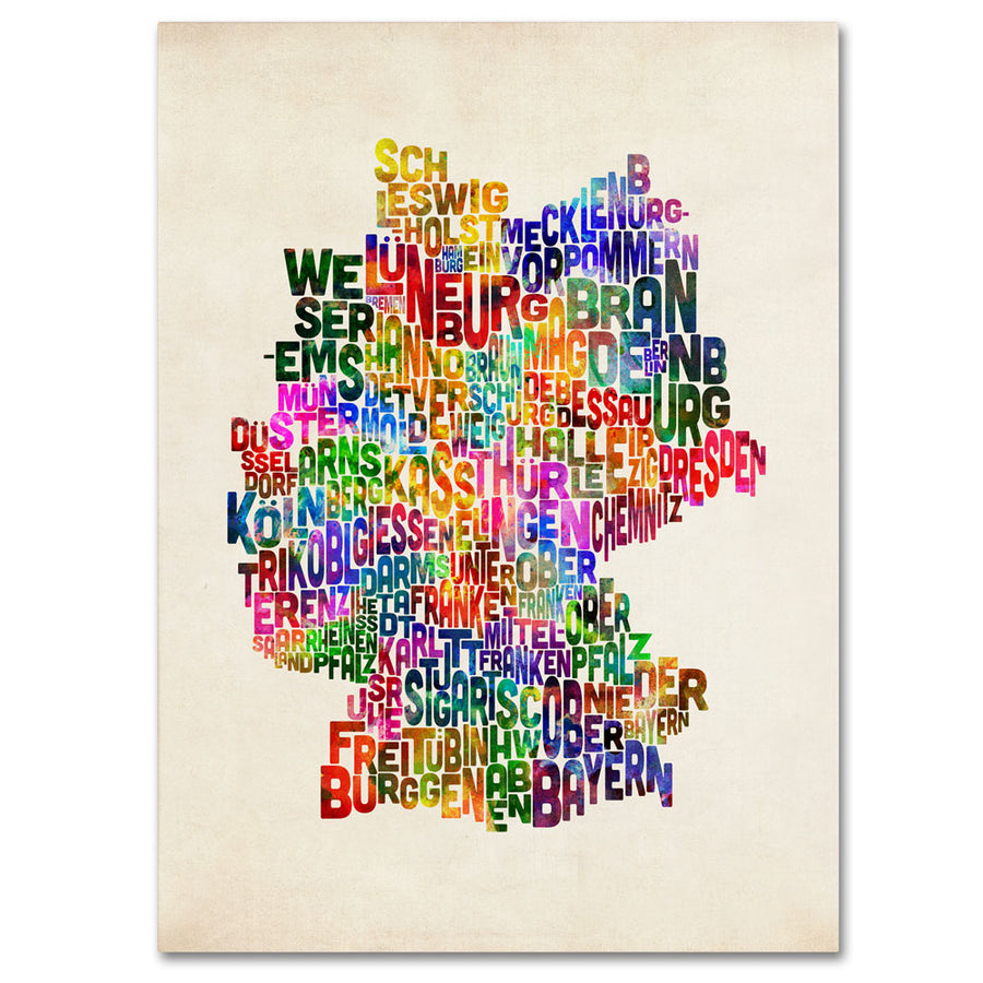 Michael Tompsett Germany Region Text Map 2 14 x 19 Canvas Art Image 1