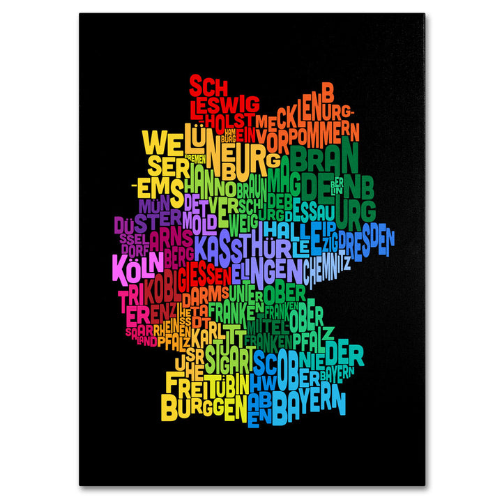 Michael Tompsett Germany Region Text Map 3 14 x 19 Canvas Art Image 1