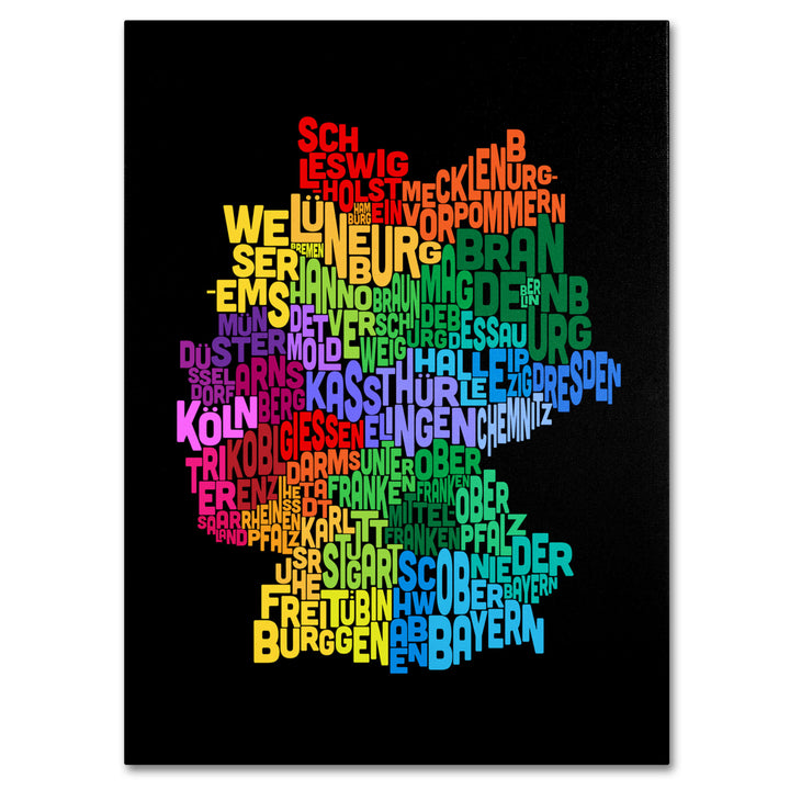 Michael Tompsett Germany Region Text Map 3 14 x 19 Canvas Art Image 2