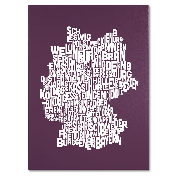 Michael Tompsett MULBERRY-Germany Regions Map 14 x 19 Canvas Art Image 1