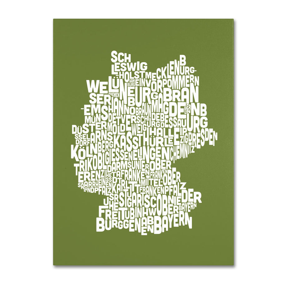 Michael Tompsett OLIVE-Germany Regions Map 14 x 19 Canvas Art Image 1