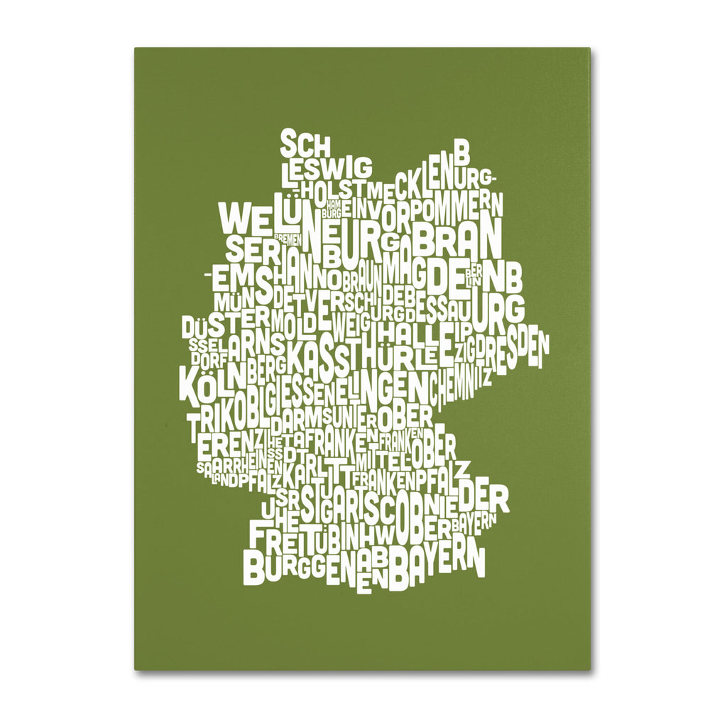 Michael Tompsett OLIVE-Germany Regions Map 14 x 19 Canvas Art Image 2