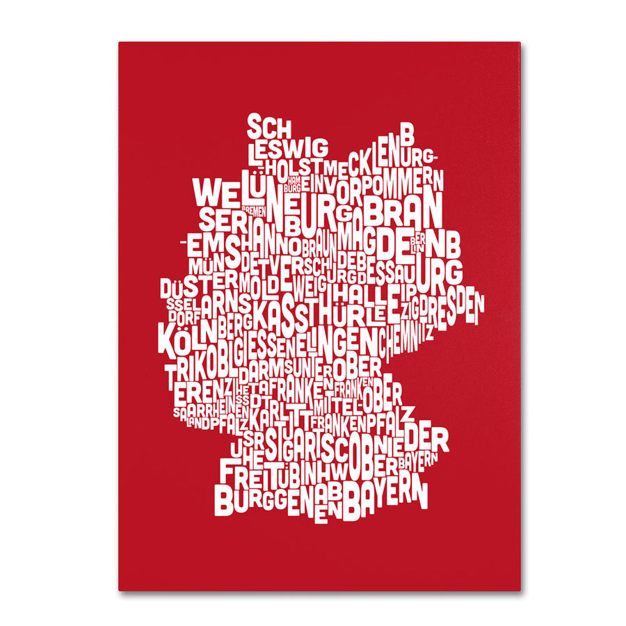 Michael Tompsett RED-Germany Regions Map 14 x 19 Canvas Art Image 1