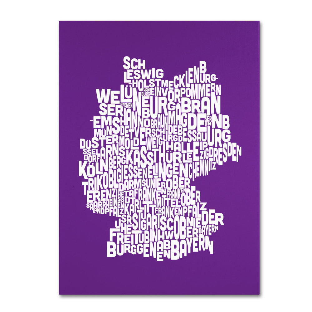 Michael Tompsett PURPLE-Germany Regions Map 14 x 19 Canvas Art Image 2