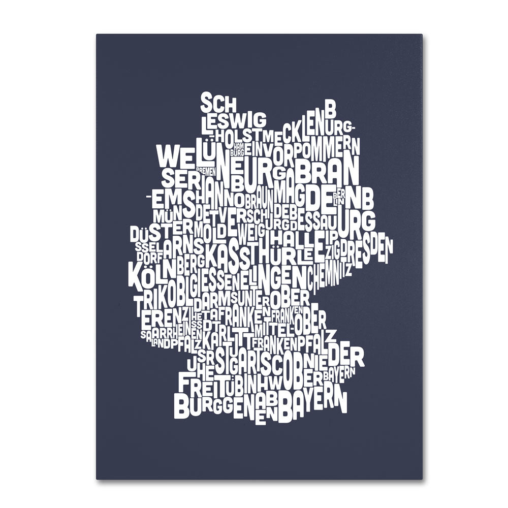 Michael Tompsett SLATE-Germany Regions Map 14 x 19 Canvas Art Image 1