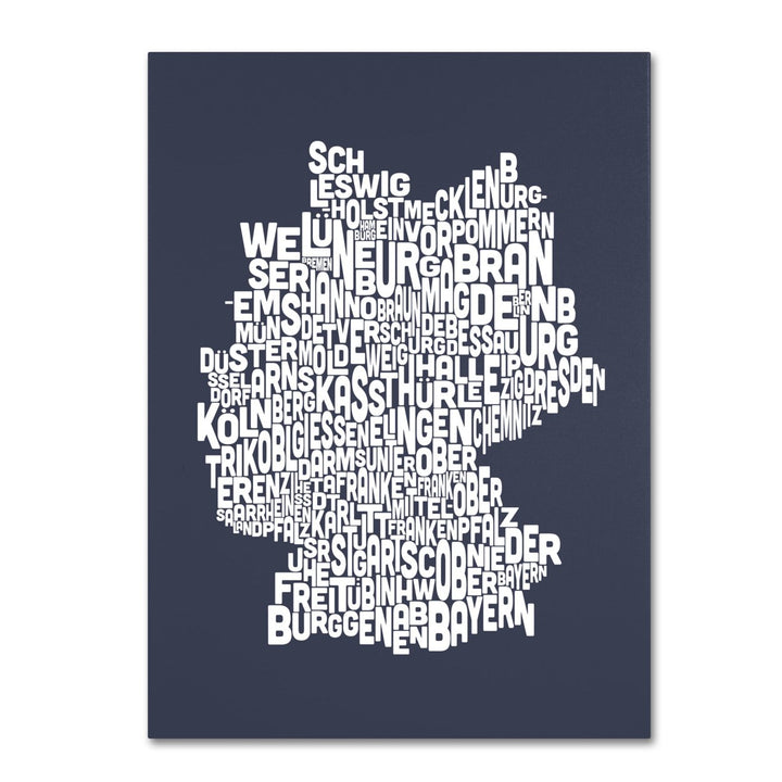 Michael Tompsett SLATE-Germany Regions Map 14 x 19 Canvas Art Image 2