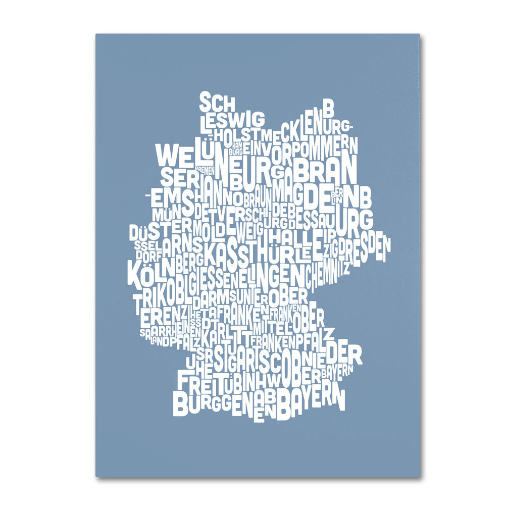 Michael Tompsett STEEL-Germany Regions Map 14 x 19 Canvas Art Image 1