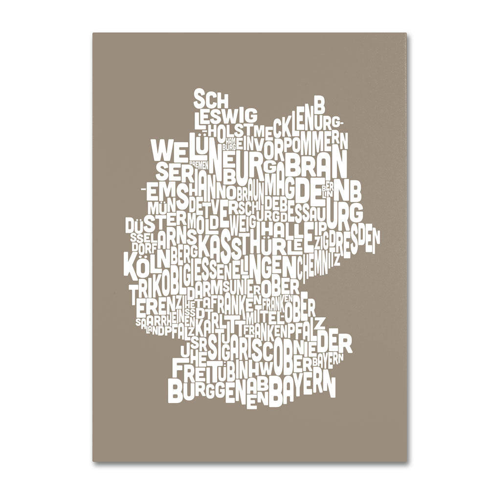 Michael Tompsett TAUPE-Germany Regions Map 14 x 19 Canvas Art Image 1