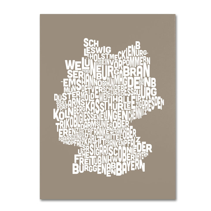 Michael Tompsett TAUPE-Germany Regions Map 14 x 19 Canvas Art Image 1