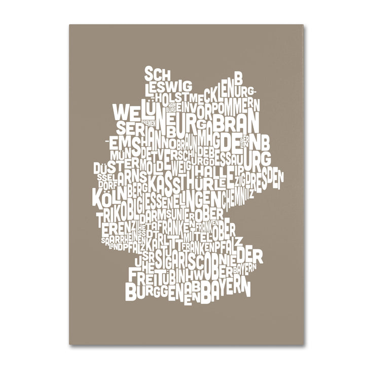 Michael Tompsett TAUPE-Germany Regions Map 14 x 19 Canvas Art Image 2