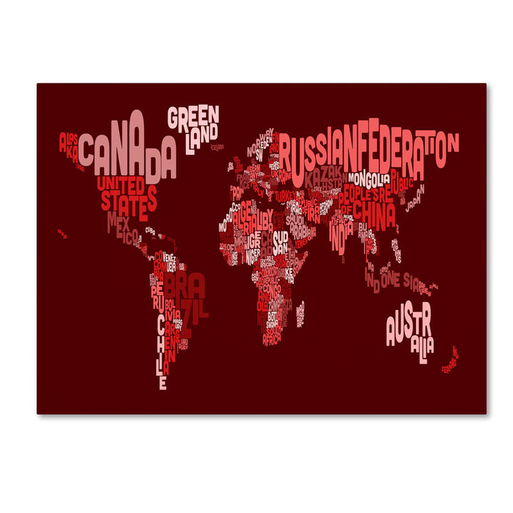 Michael Tompsett World Text Map 3 14 x 19 Canvas Art Image 1