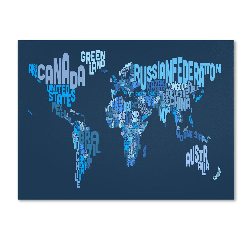 Michael Tompsett World Text Map 2 14 x 19 Canvas Art Image 1